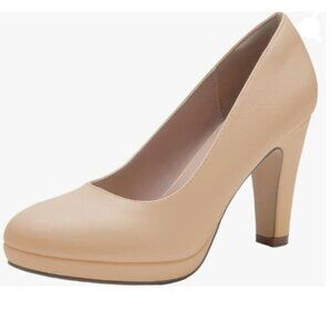 Nude Platform Round-Toe High Heel Pump - Women